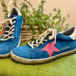 Women's Golden Goose Super Star Sneakers (Blue and Pink)